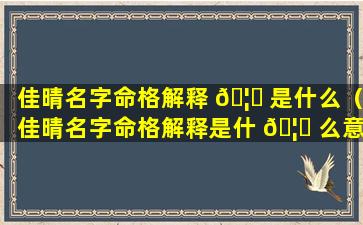 佳晴名字命格解释 🦄 是什么（佳晴名字命格解释是什 🦍 么意思）